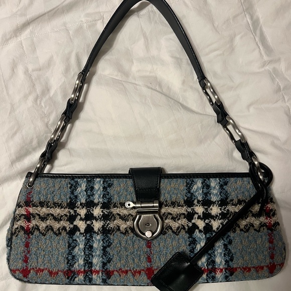 Burberry Handbags - Vintage Burberry Wool Nova Check 'Mastaire' Small Shoulder Bag